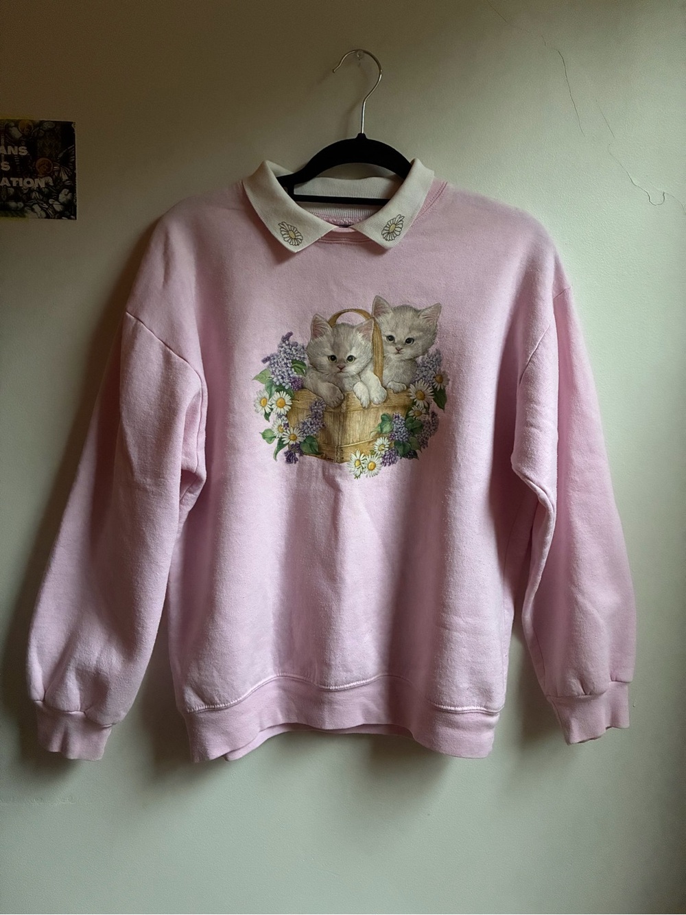 vintage baby pink kitten sweatshirt